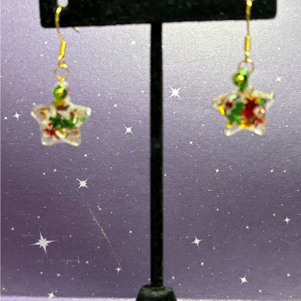 Star-Shaped Christmas Multicolor Earrings